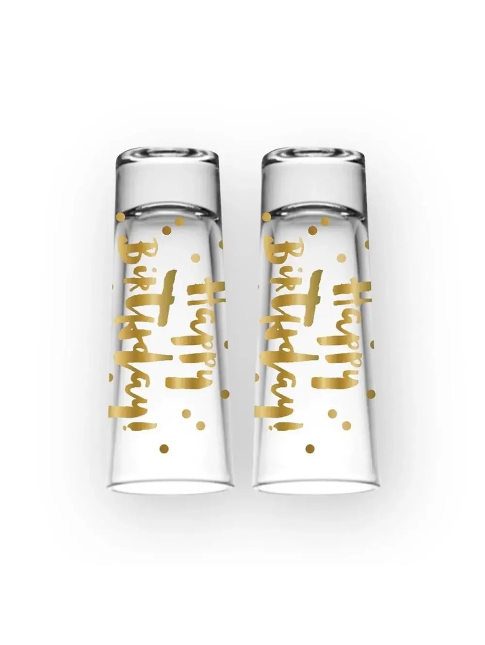 new Slant ✶ Happy Birthday Shot Glass Set2 ✶ Double Shot Glasses ✶ Gold Foil ✶